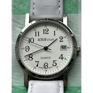 Scrub Stuff Silver Tone White Dial And Band Nurse Watch